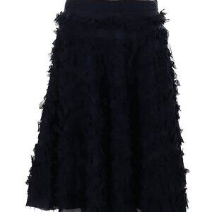 Wyeth by Todd Magill Seasonal Collection Navy Silk Ruffle Skirt Sz. Small